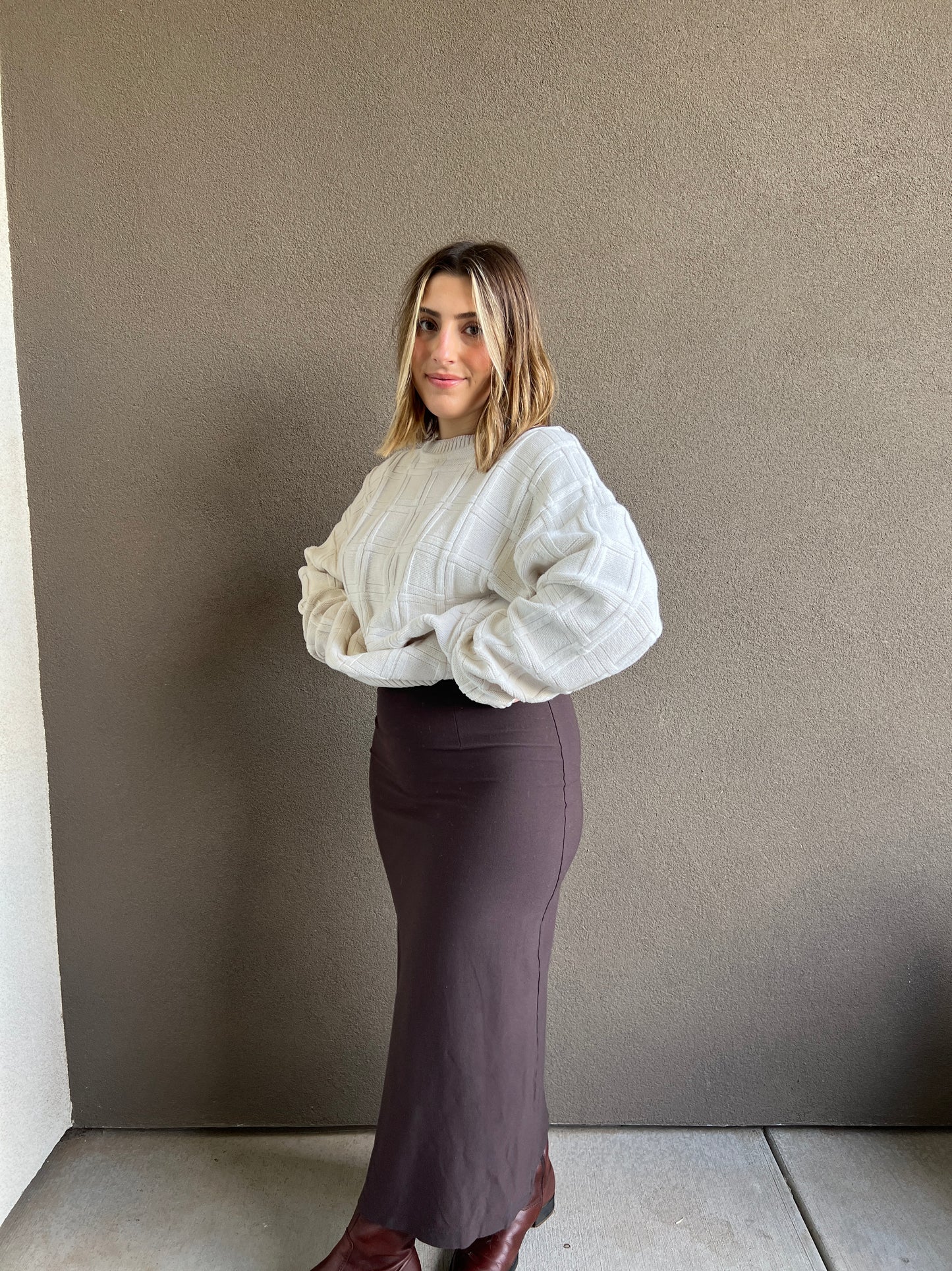Brown Eileen Fisher Midi Skirt (XS)