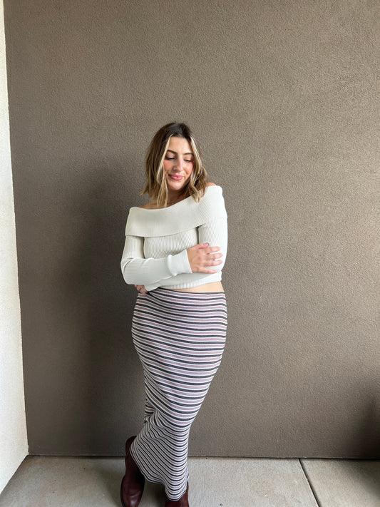 Striped Fall Midi Skirt (XS)