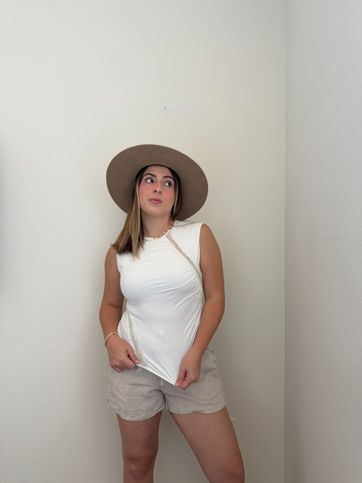 White Lacy Tank (S)