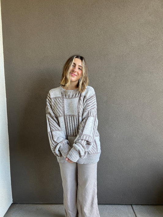 Knit Checkered Sweater (XL)