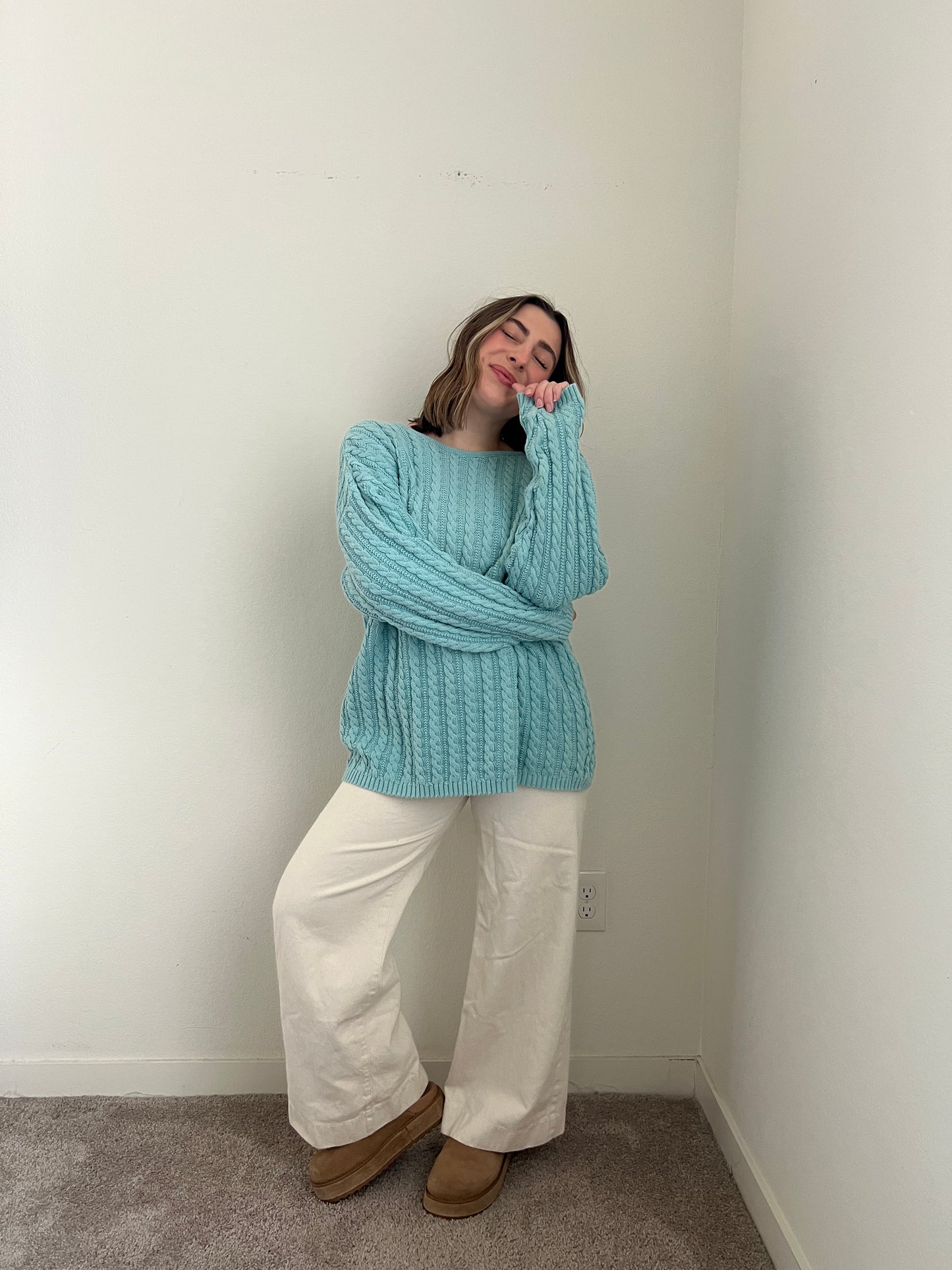 Winter Blue Cableknit Sweater (M)