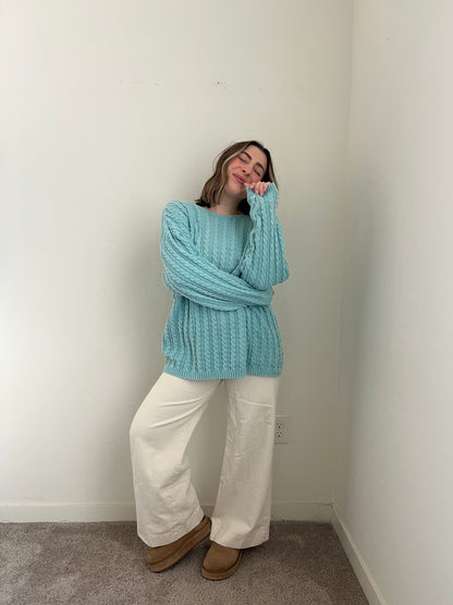 Winter Blue Cableknit Sweater (M)