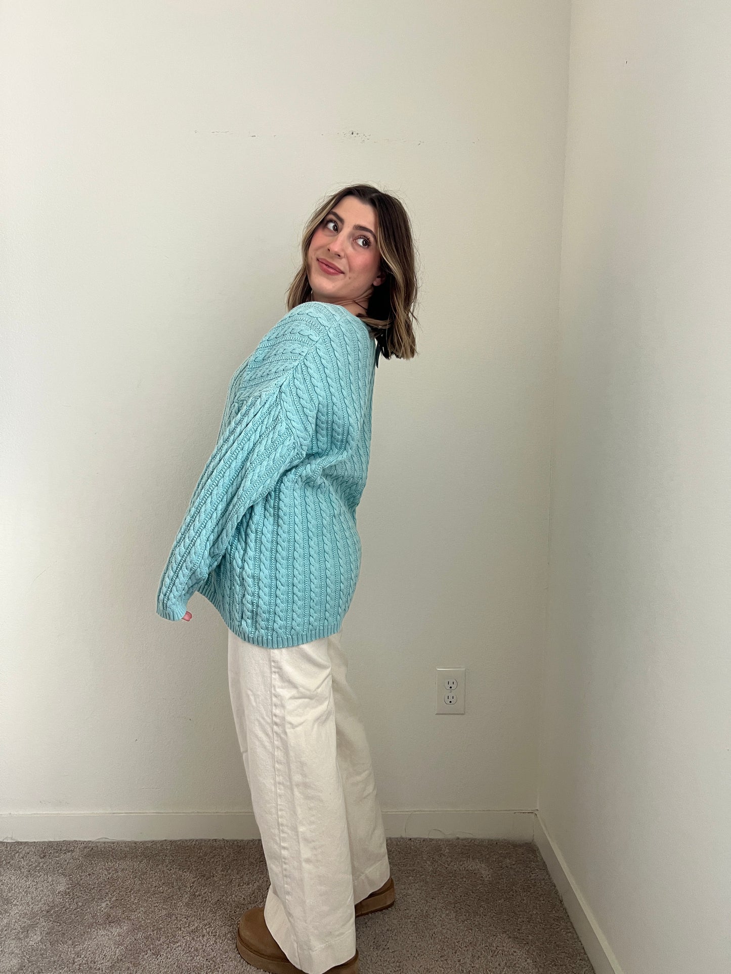 Winter Blue Cableknit Sweater (M)