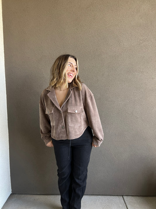Cropped Corduroy Shacket (M)