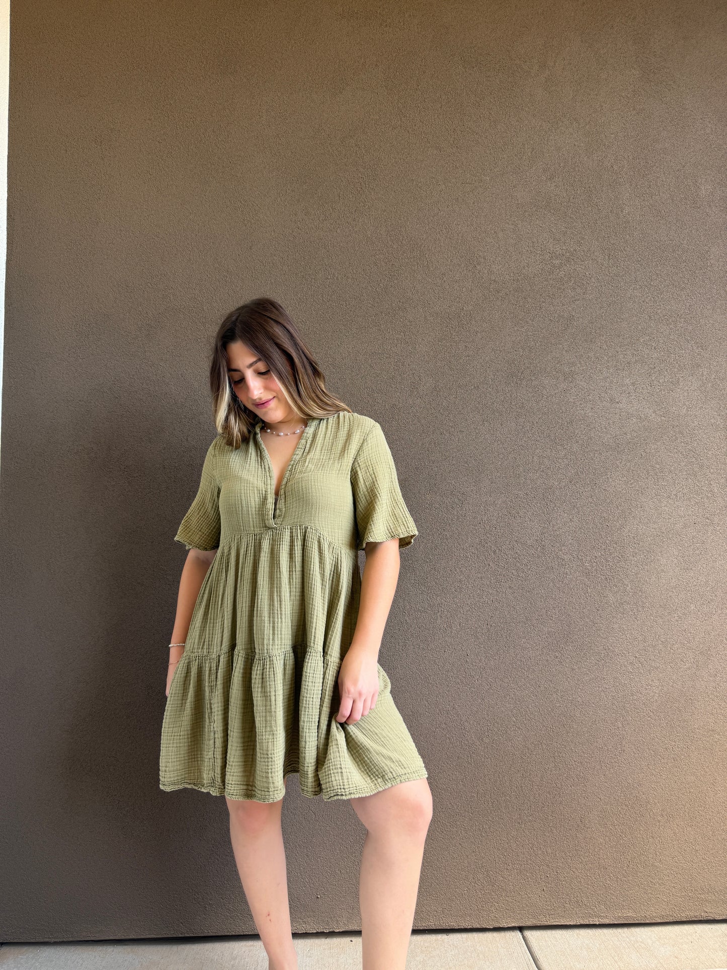 Anthro Gauzey Green Dress (XS)