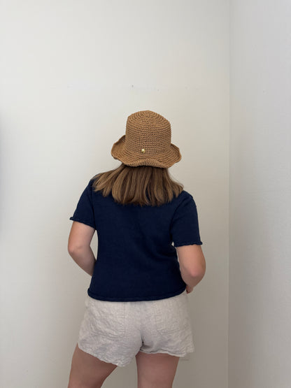Vintage Navy Floral Top (M)