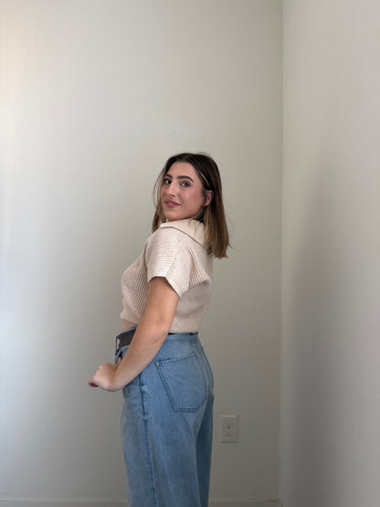 Collared Knit Blouse (S)