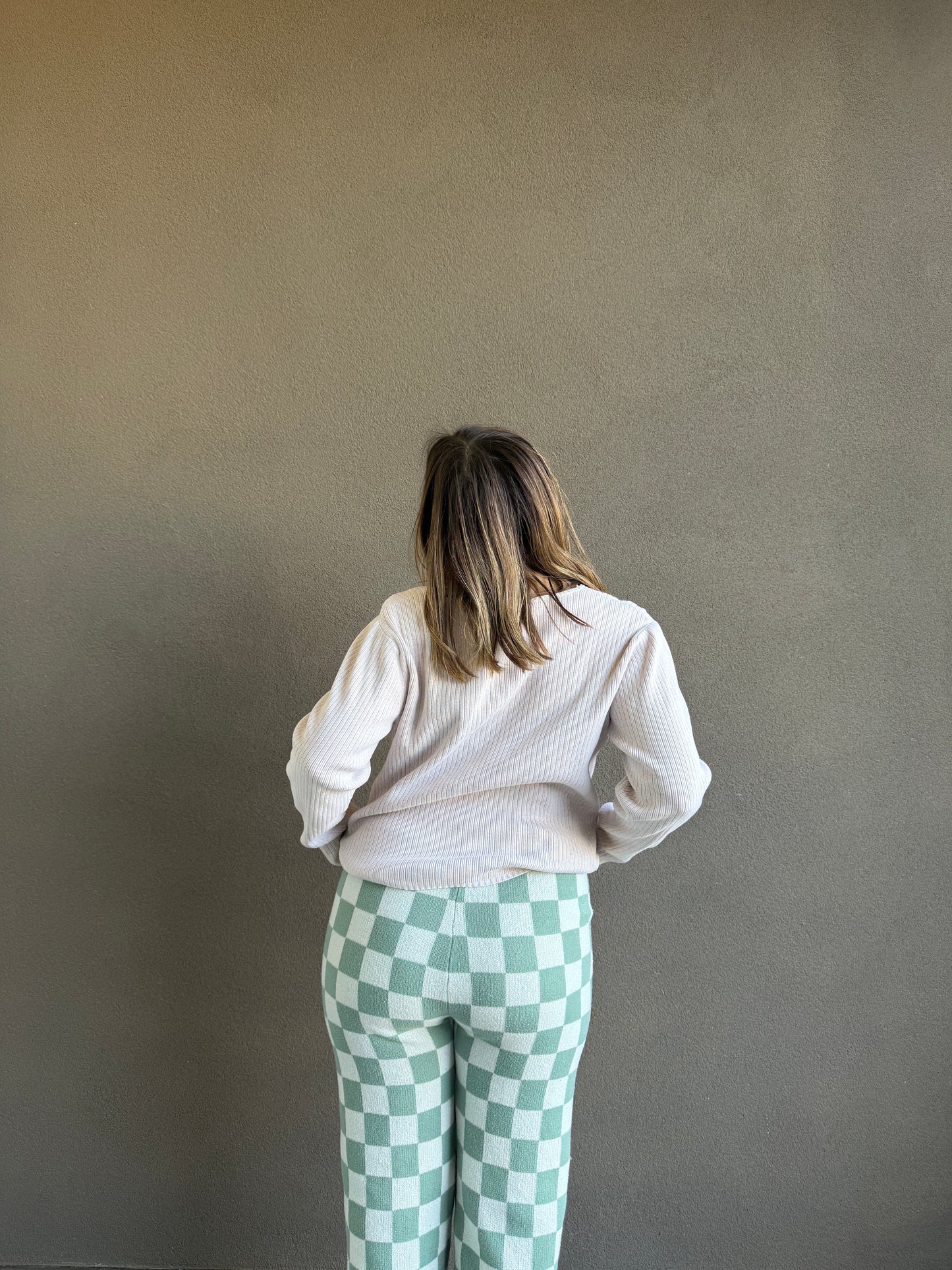 Beige Ribbed Sweater (L)