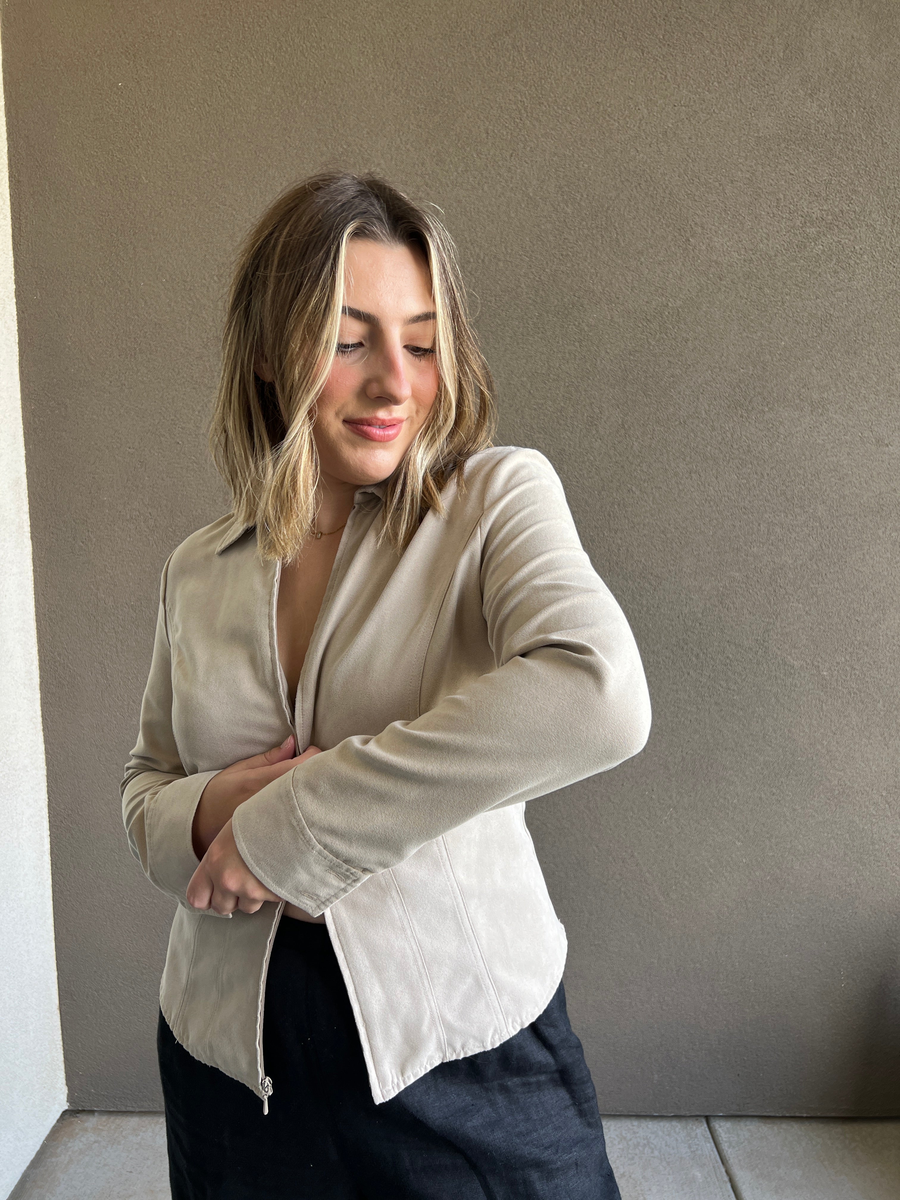 Sandy Faux Suede Zip Up (PS)