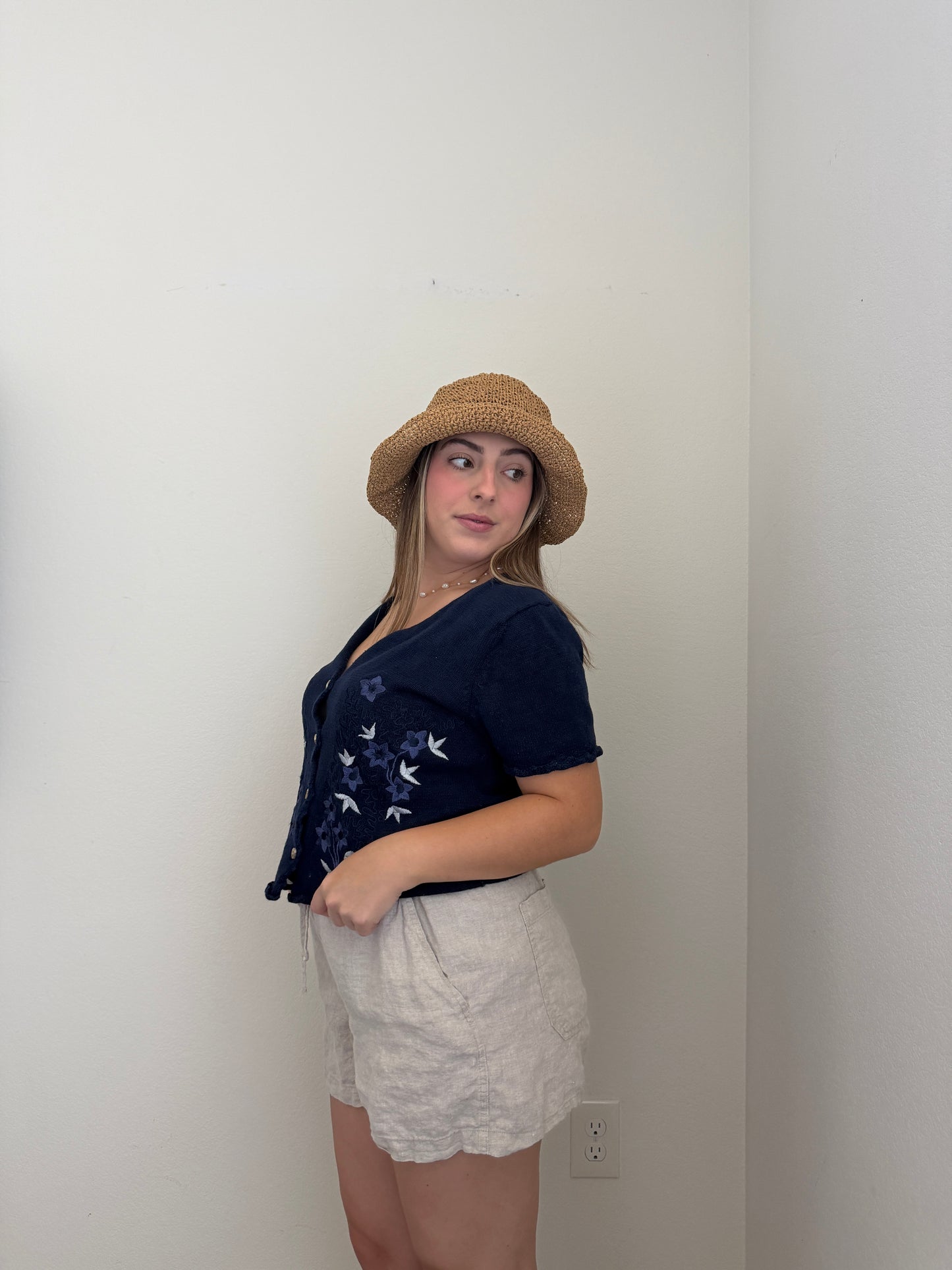 Vintage Navy Floral Top (M)