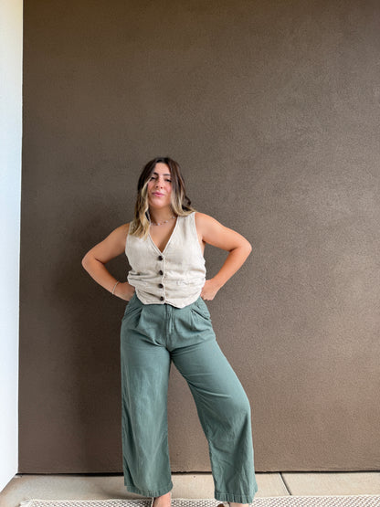 Green Wide Leg Pants (4)