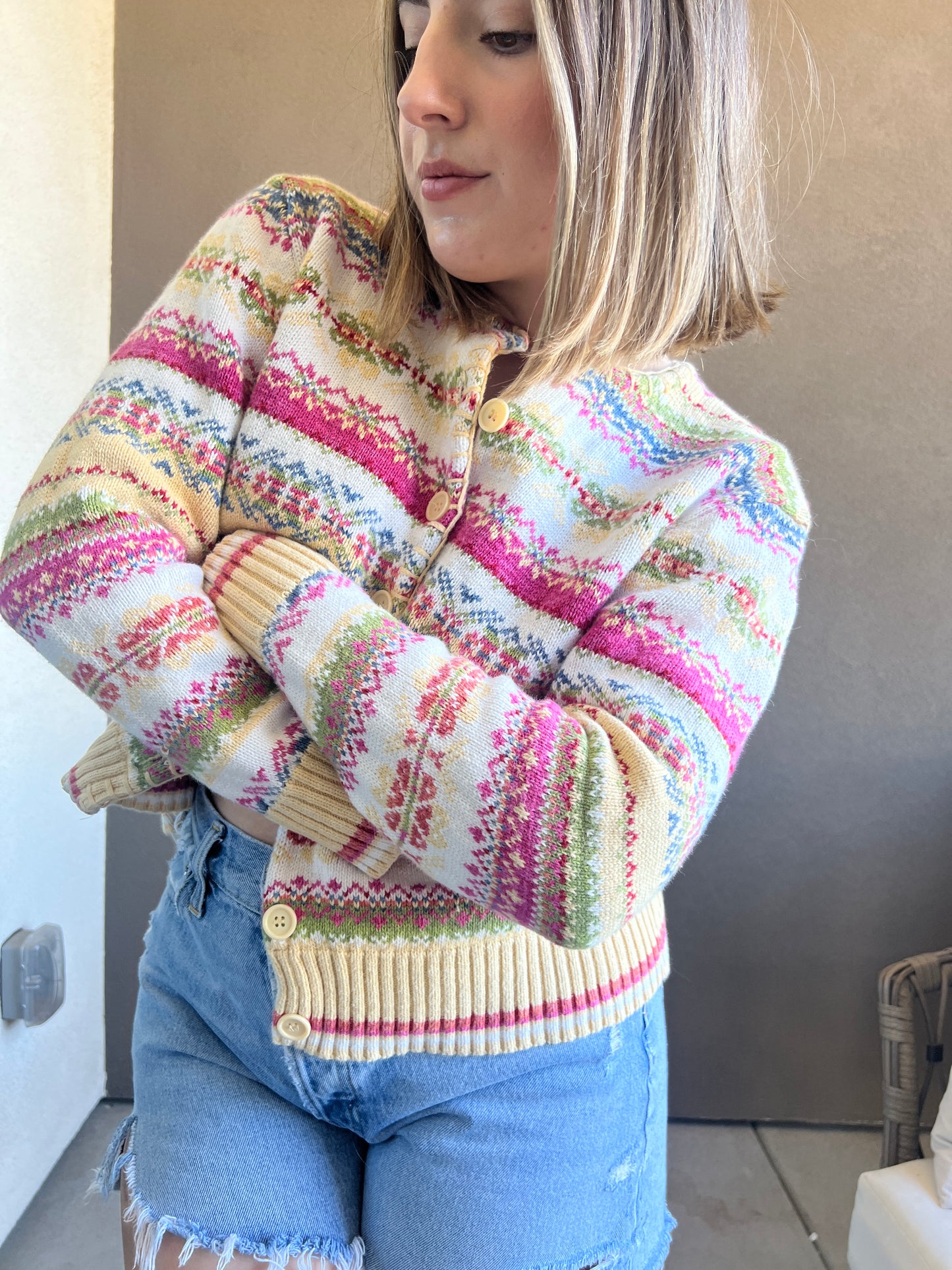 Spring Colors Knit Cardigan (L)