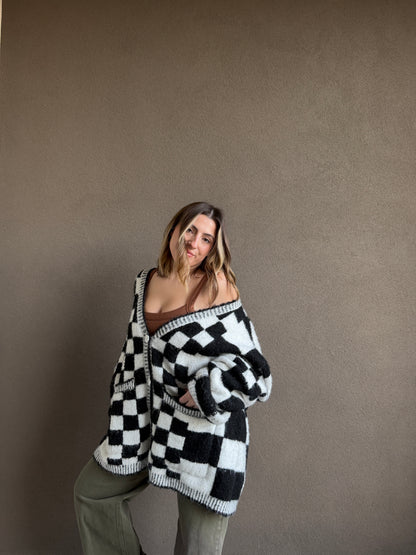 Checkered Cozy Cardigan (S)
