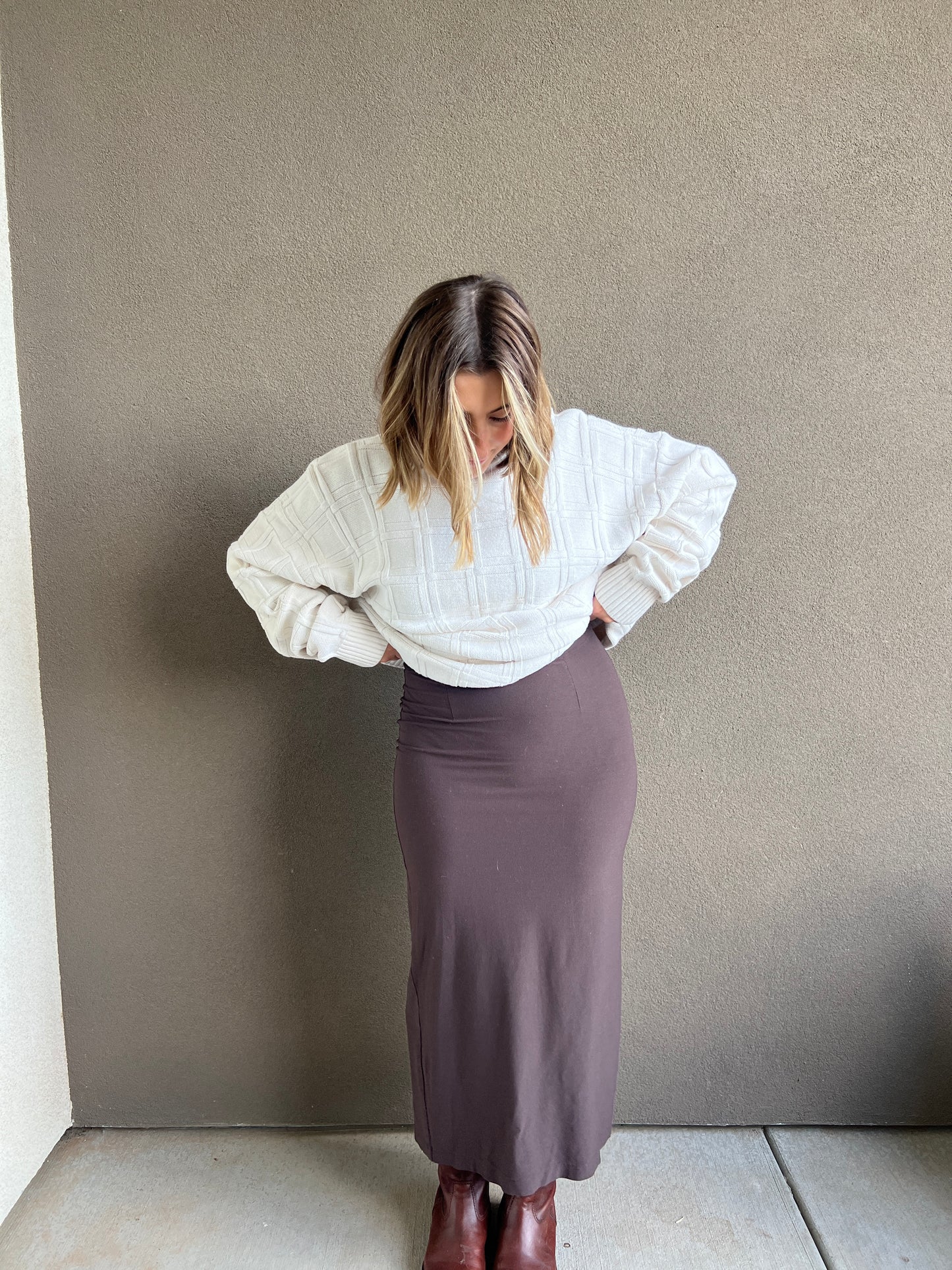 Brown Eileen Fisher Midi Skirt (XS)
