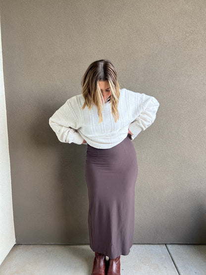 Brown Eileen Fisher Midi Skirt (XS)