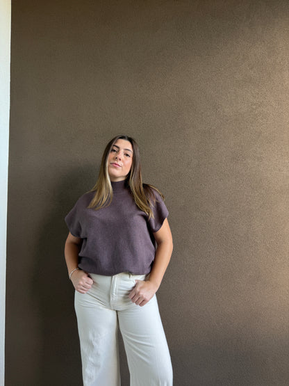 Ash Brown Cap Sleeve Top (L)
