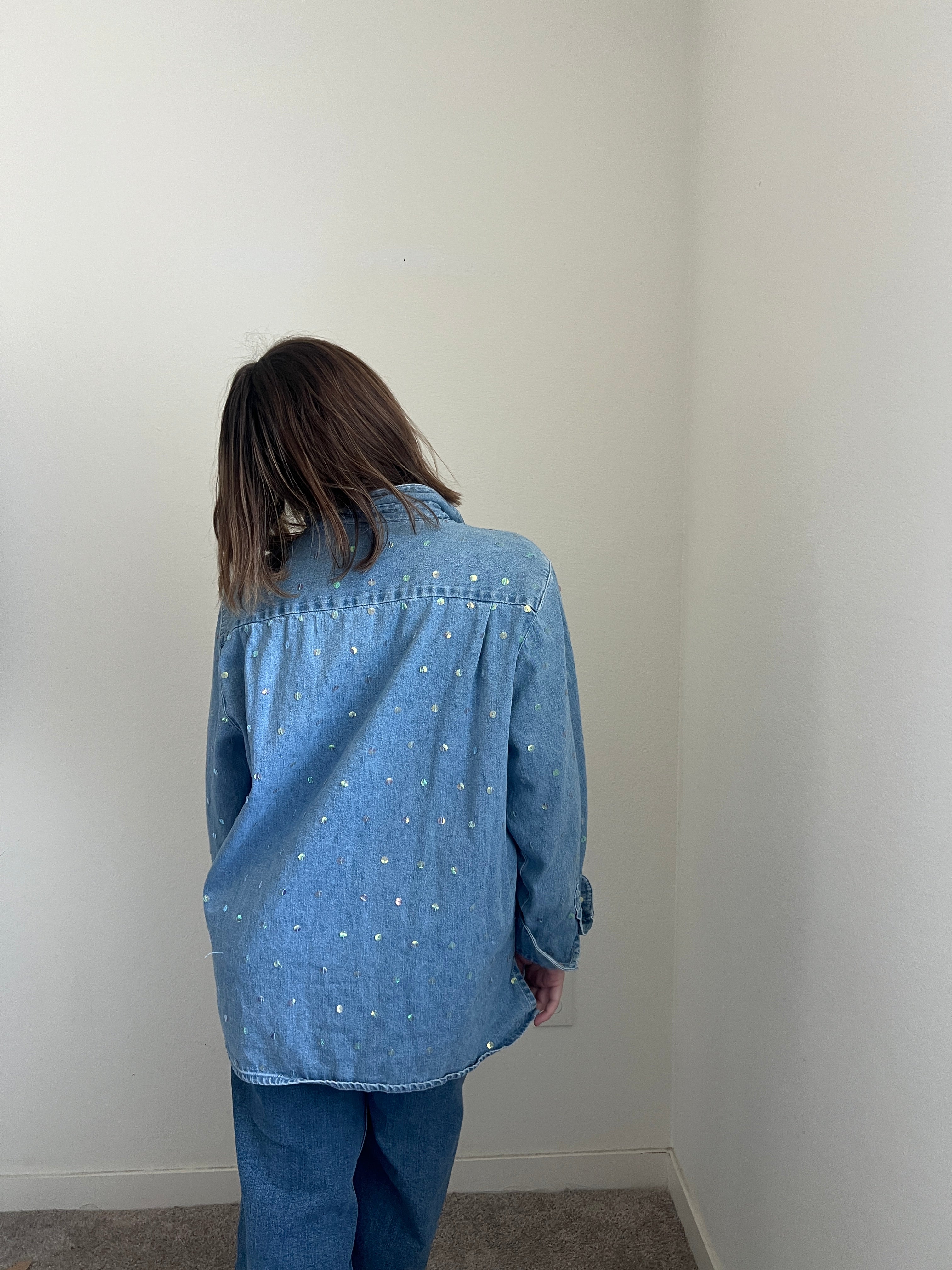 Vintage Sequin Denim Shacket (1X)