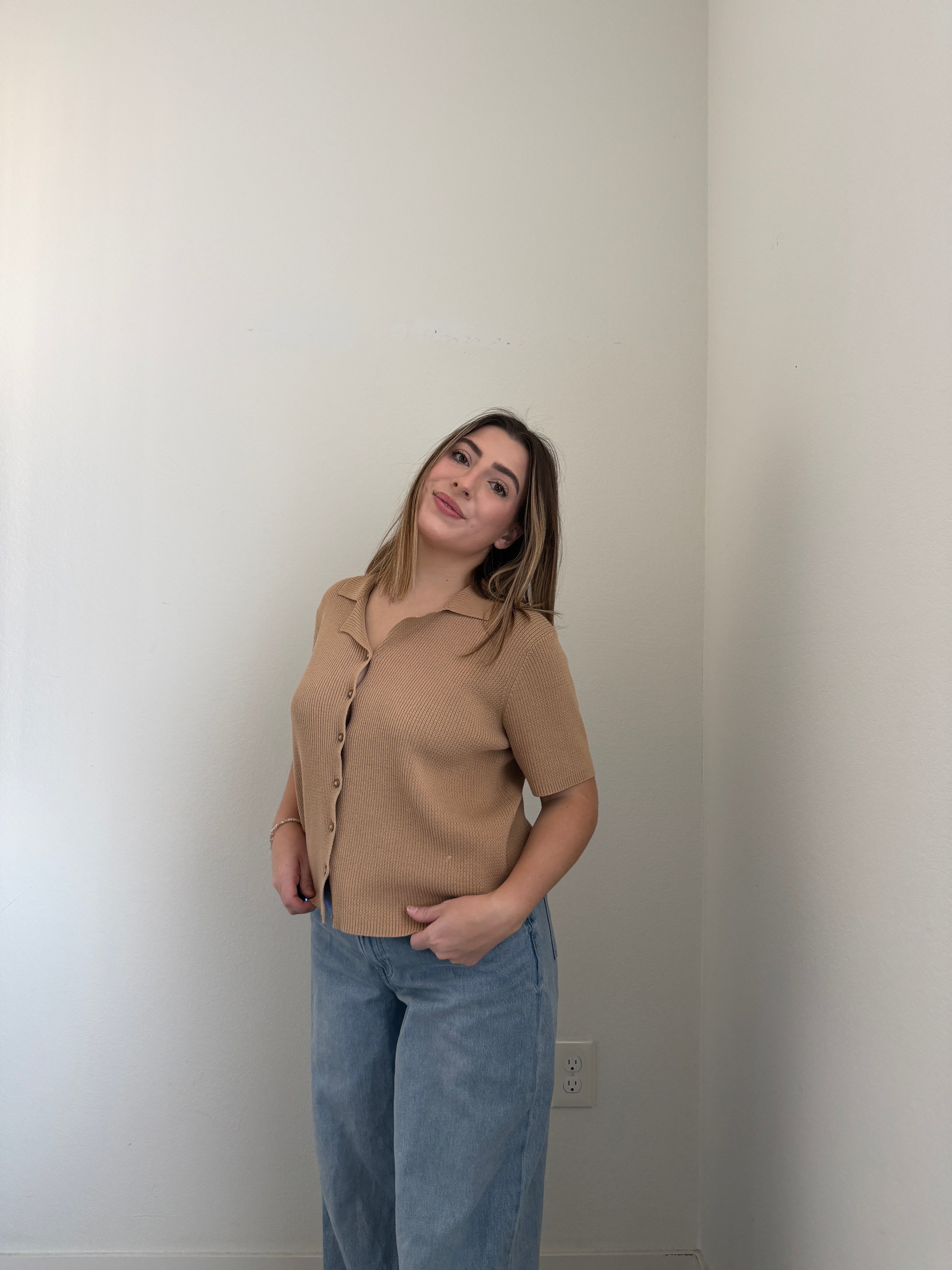 Camelback Textured Short Sleeve Top (XL)