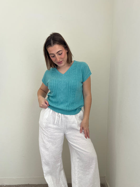 Blue Silk Blend Top (M)