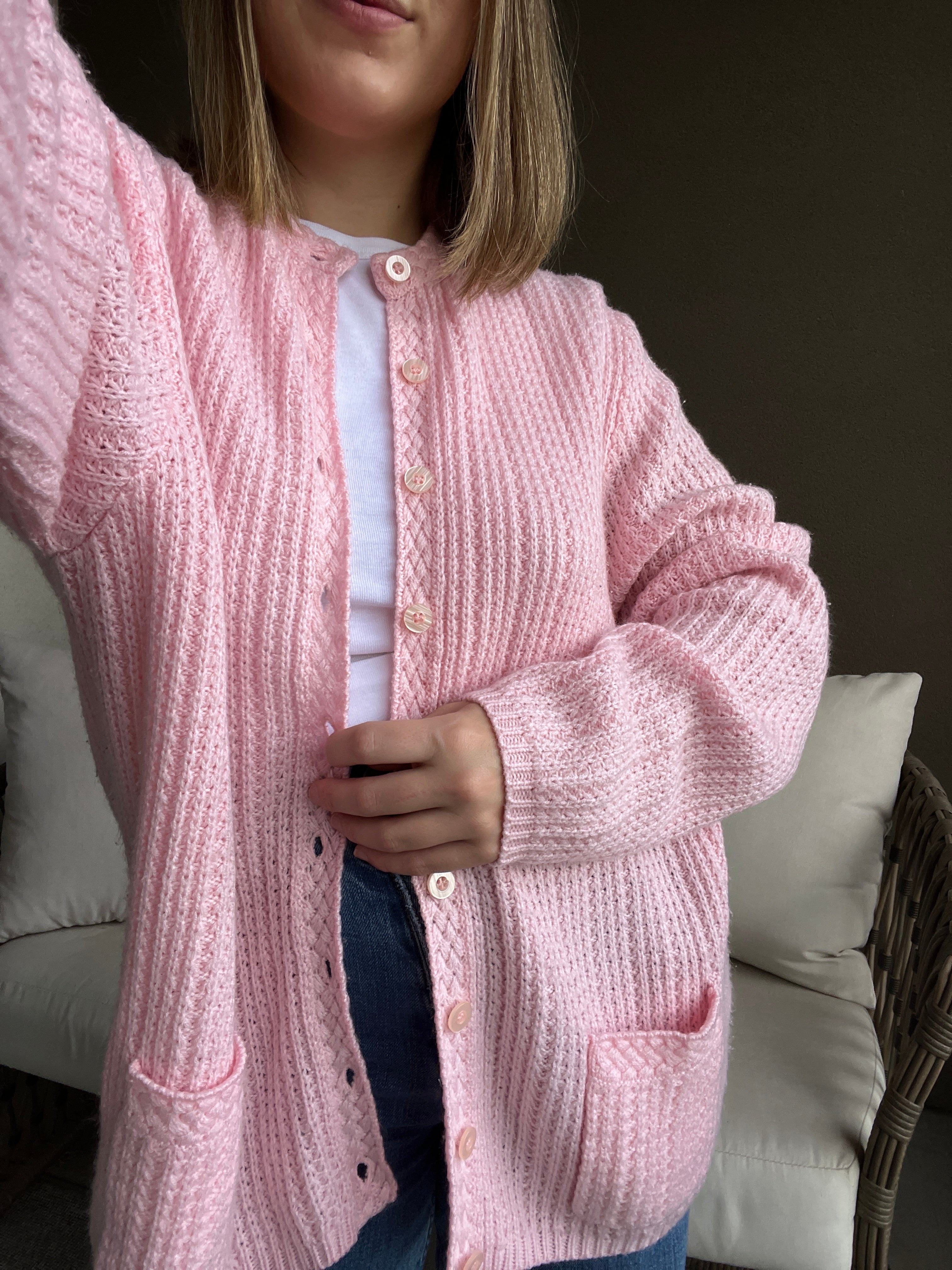 Pink Knit Cardigan (XL)