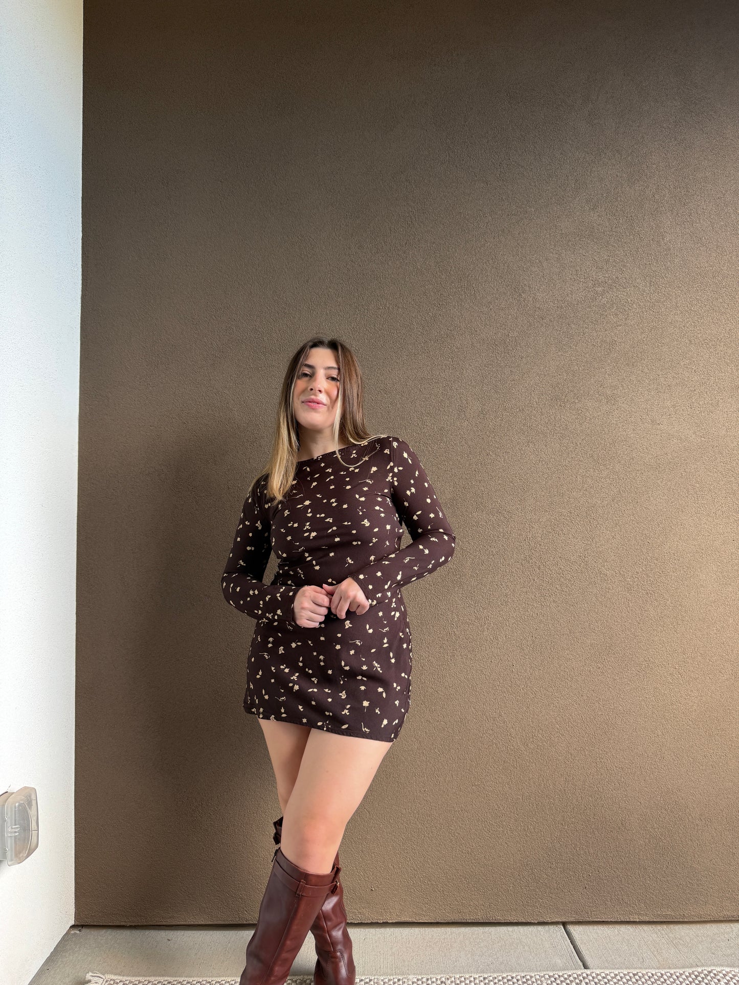 Faithfull Brown Floral Mini Dress (2)