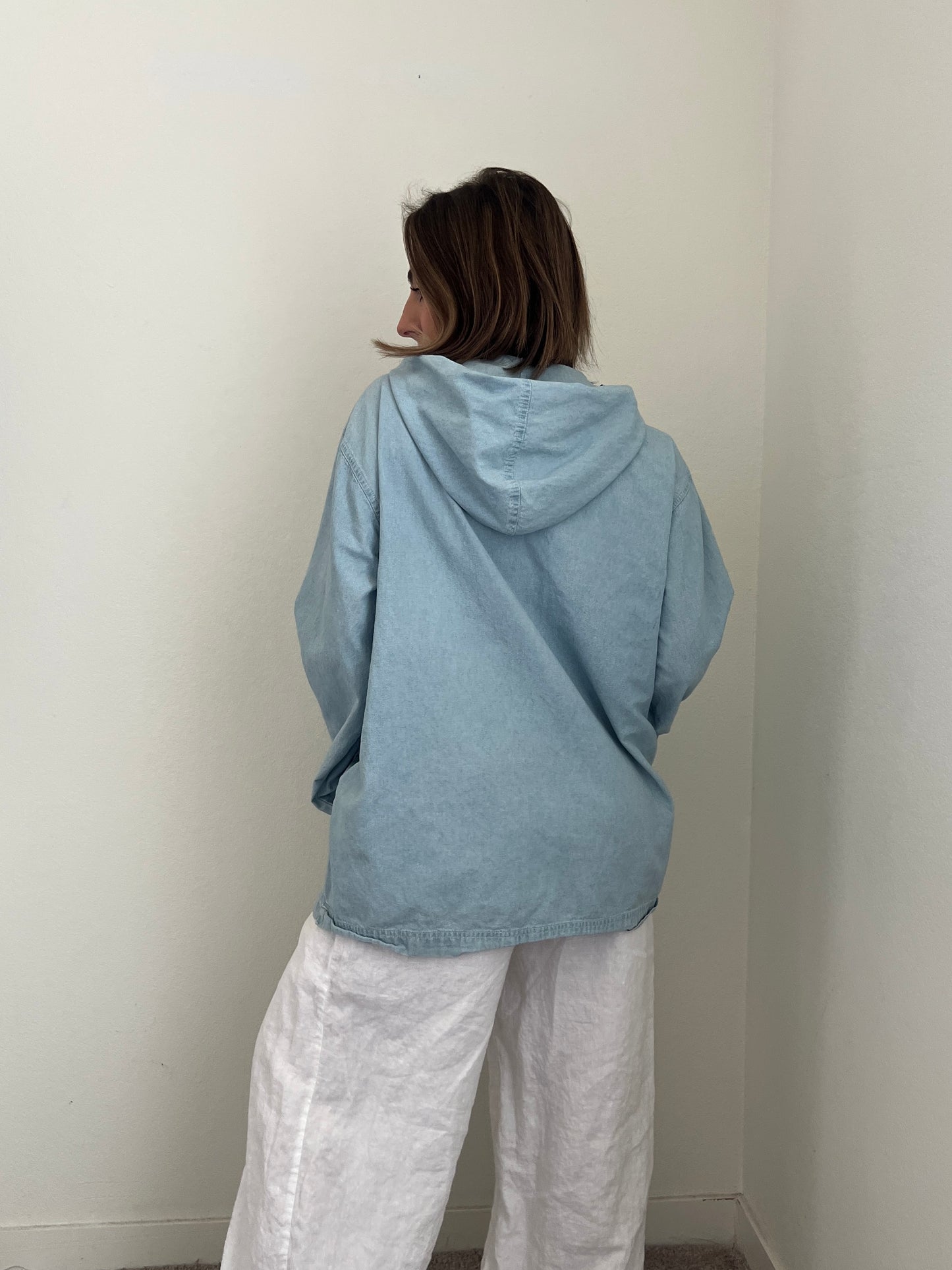 Denim Hooded Shacket (L)