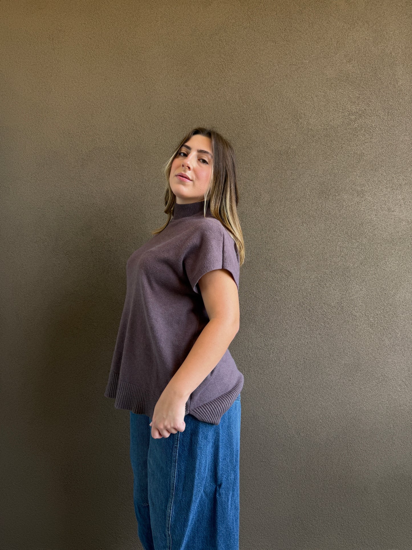 Ash Brown Cap Sleeve Top (L)