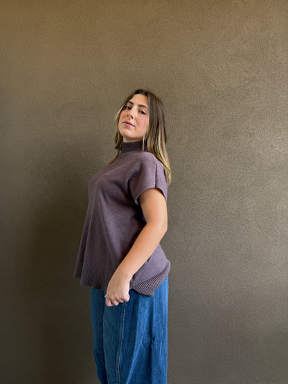Ash Brown Cap Sleeve Top (L)