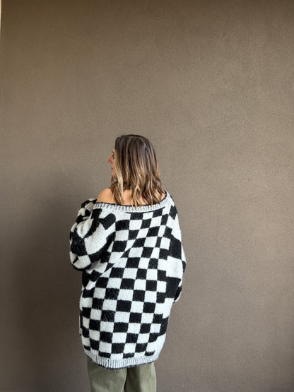 Checkered Cozy Cardigan (S)