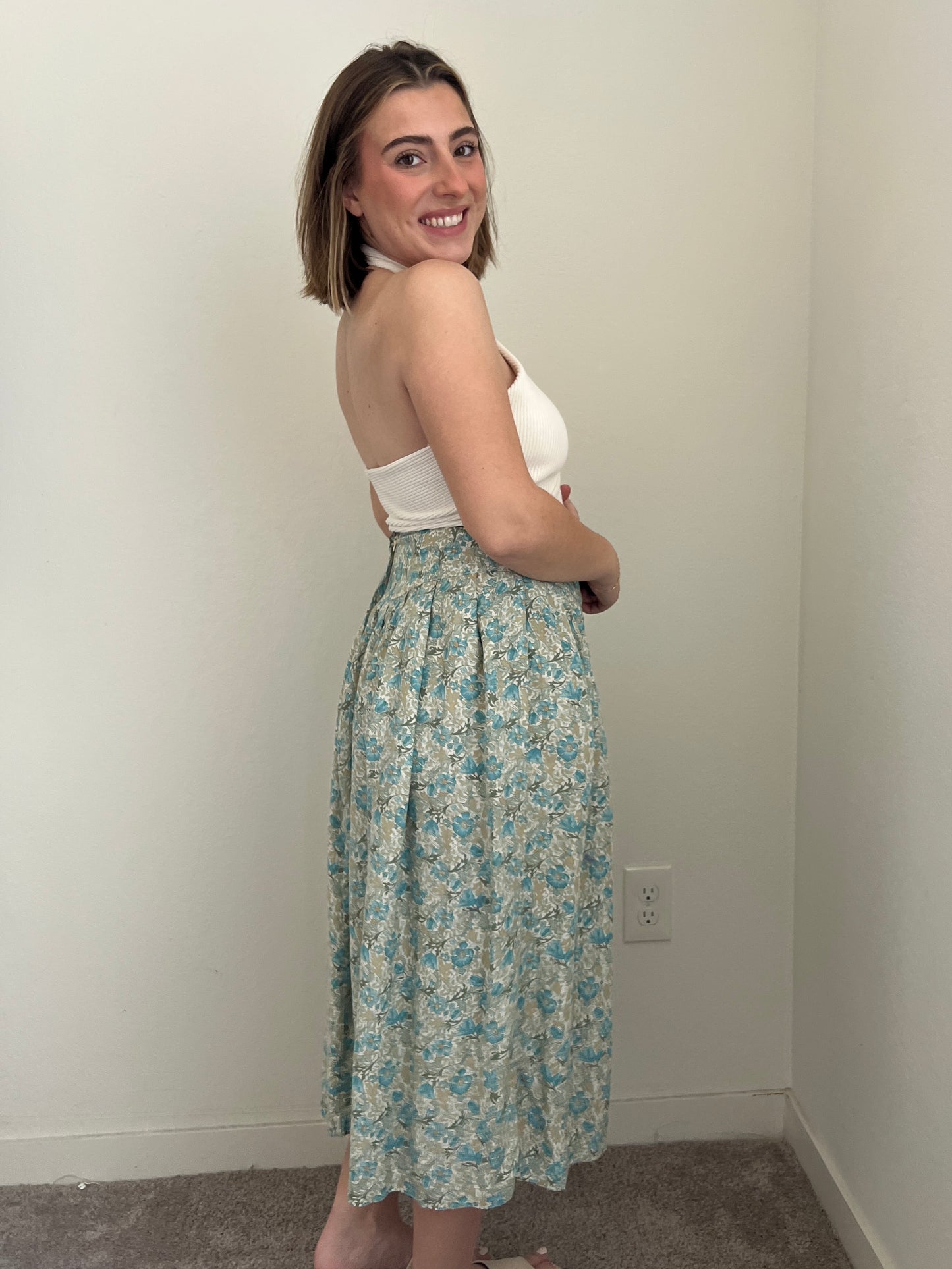 Floral Pleated Midi Skirt (8)