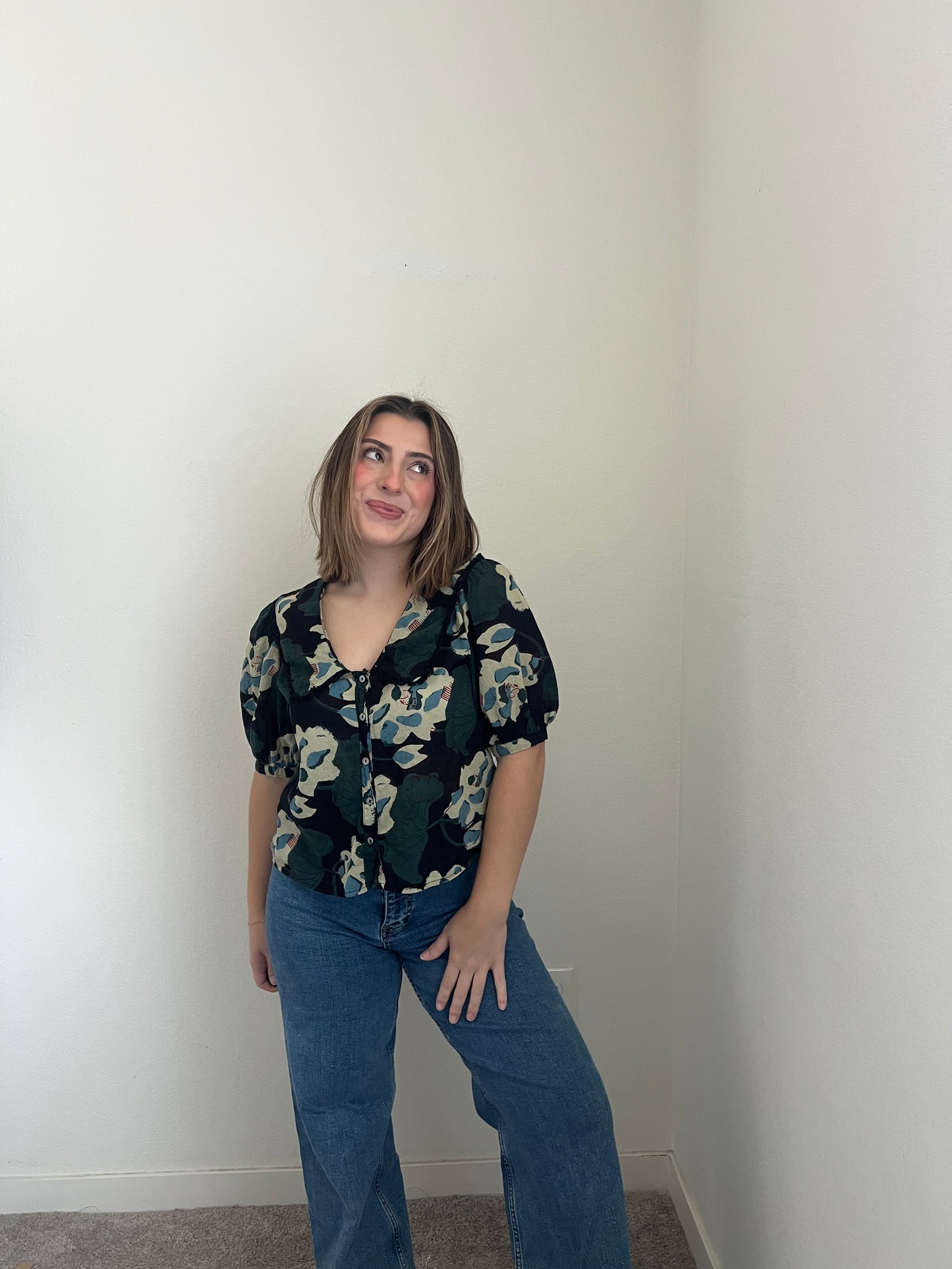 Printed Collared Blouse