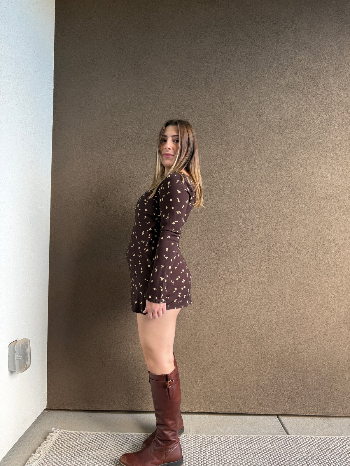 Faithfull Brown Floral Mini Dress (2)