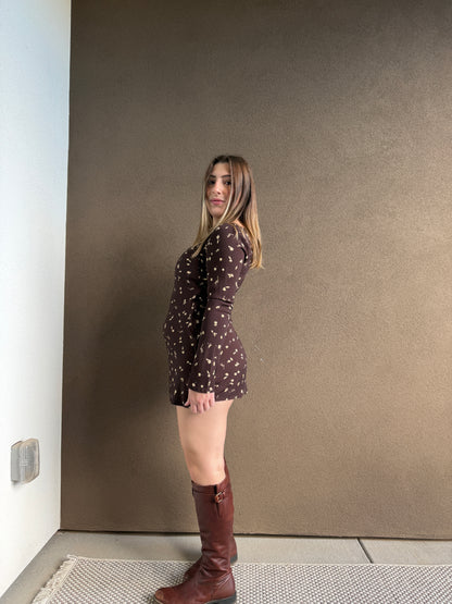 Faithfull Brown Floral Mini Dress (2)