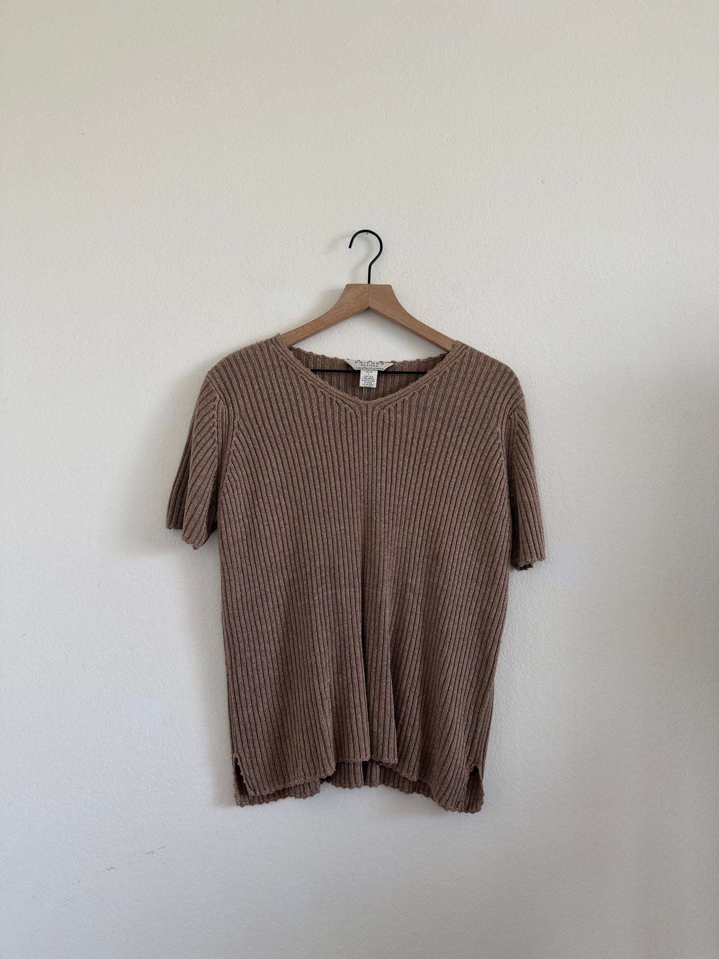 Brown Ribbed Top (L)