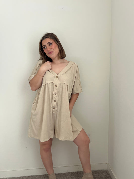 Cream Relaxed Romper (L)