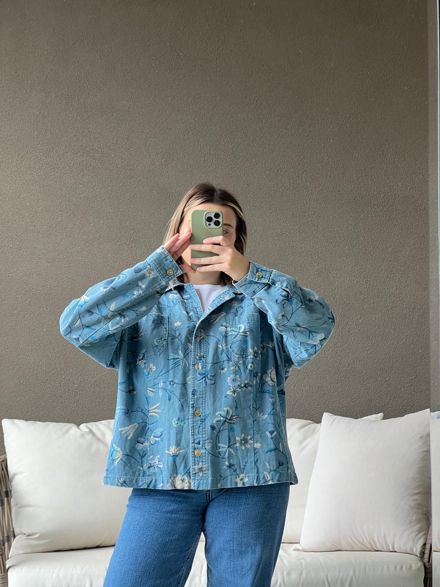 Denim Floral Jacket (XL)