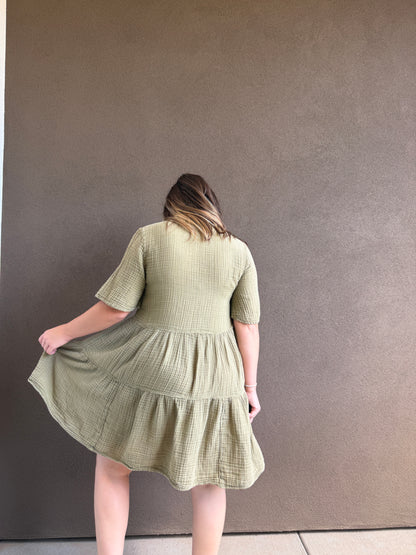 Anthro Gauzey Green Dress (XS)