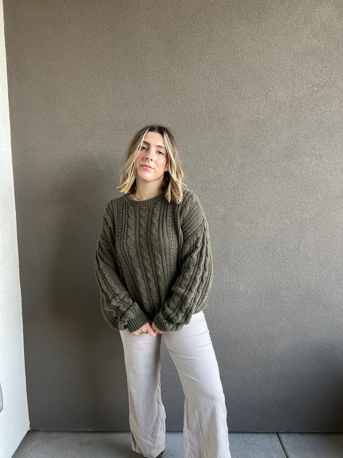 Vintage Moss Chunky Sweater (M)