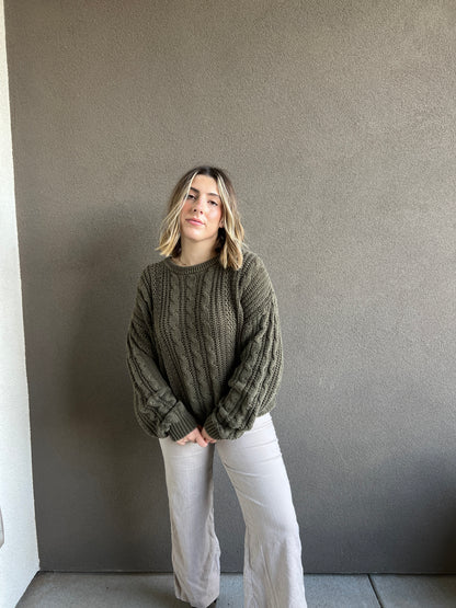 Vintage Moss Chunky Sweater (M)