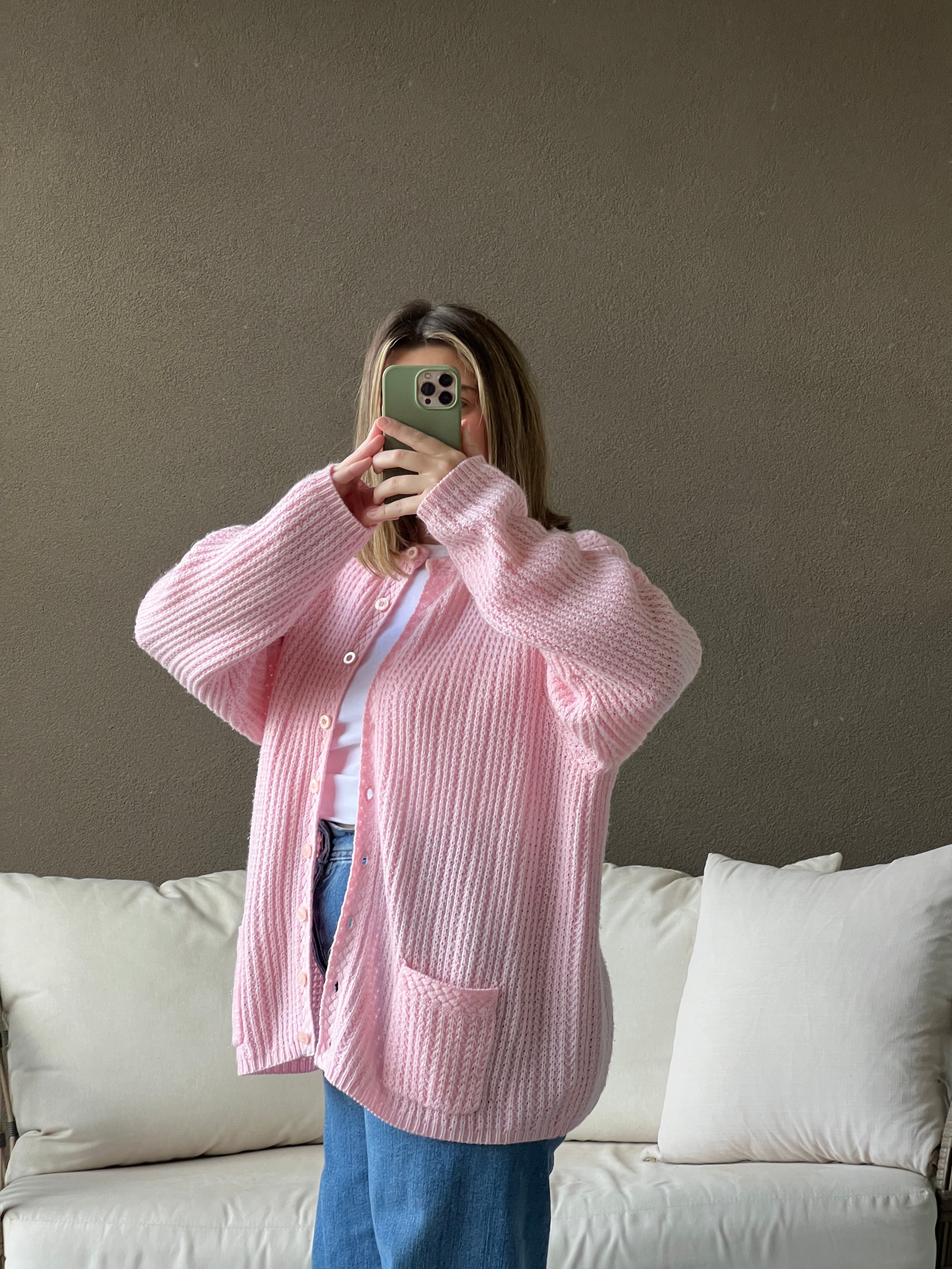 Pink Knit Cardigan (XL)