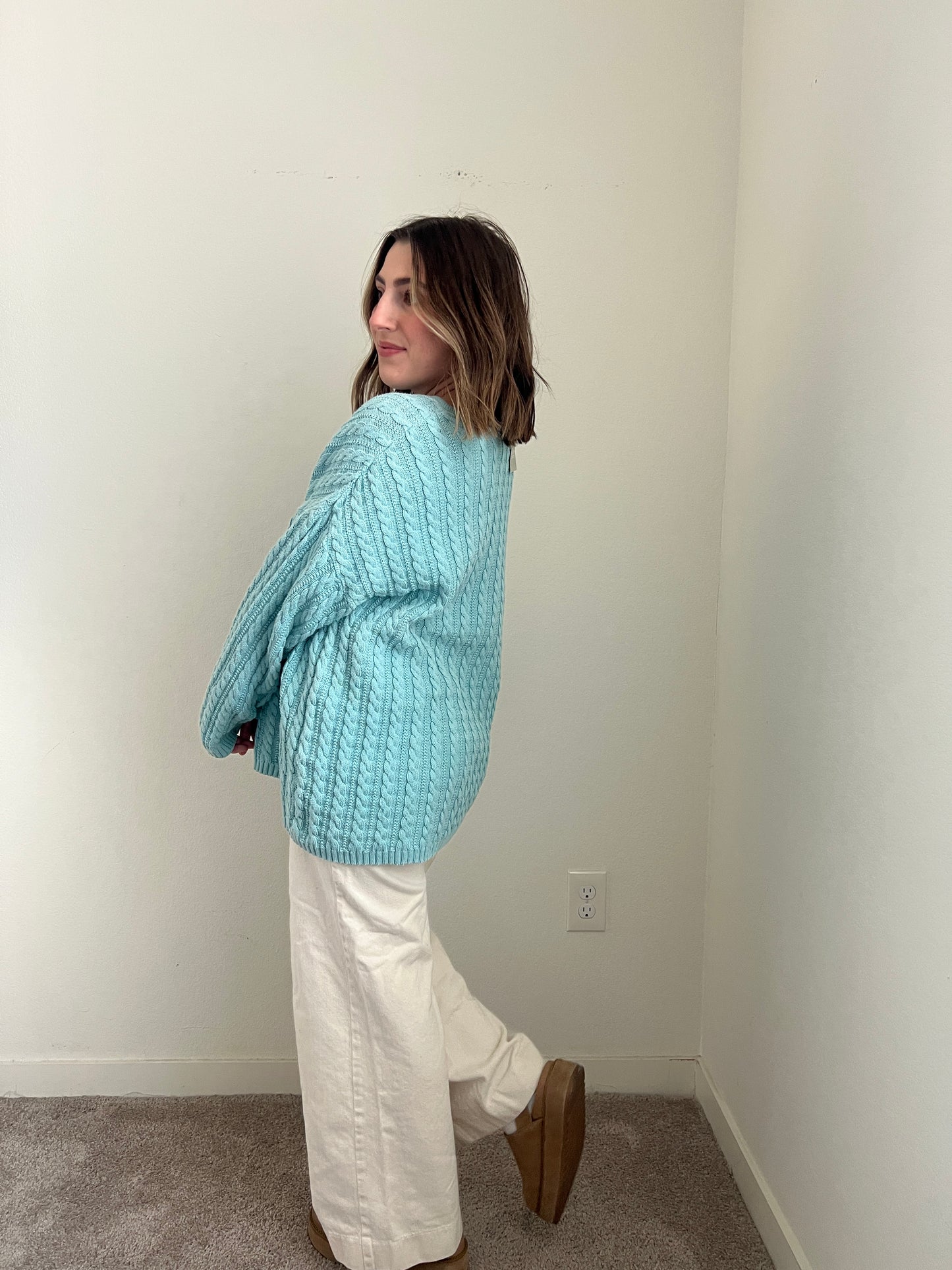 Winter Blue Cableknit Sweater (M)