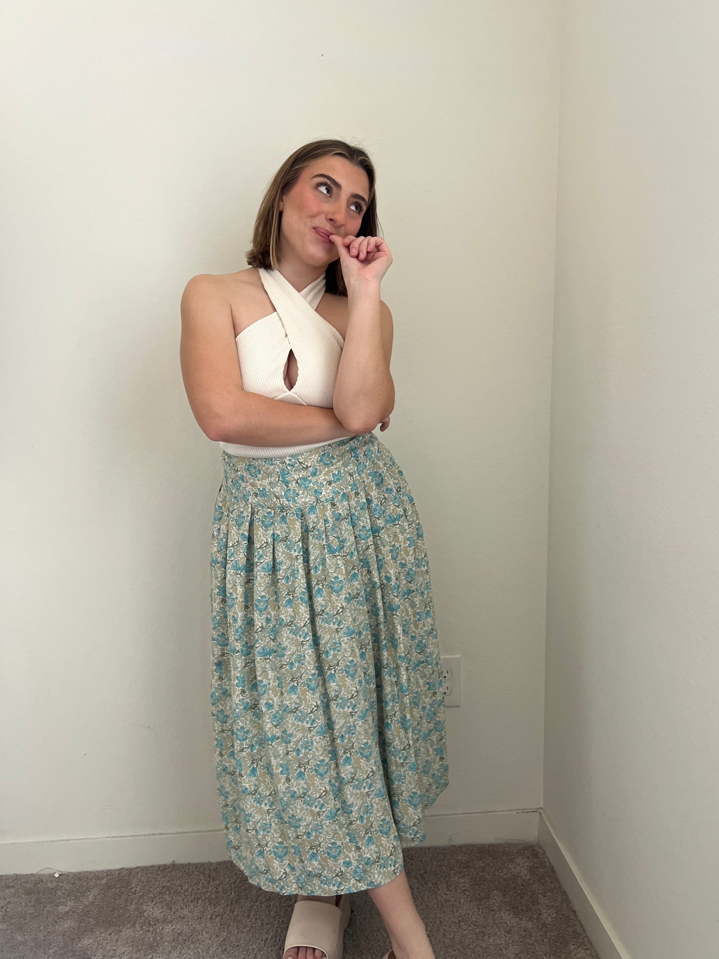 Floral Pleated Midi Skirt (8)