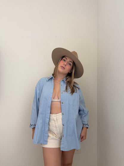 Embroidered Denim Shirt (1X)