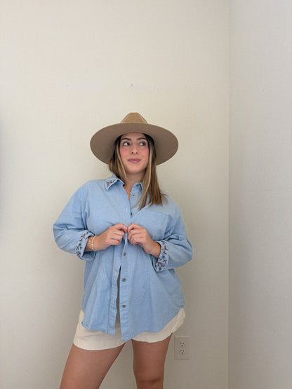 Embroidered Denim Shirt (1X)