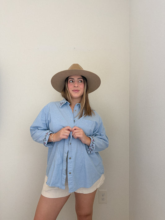 Embroidered Denim Shirt (1X)