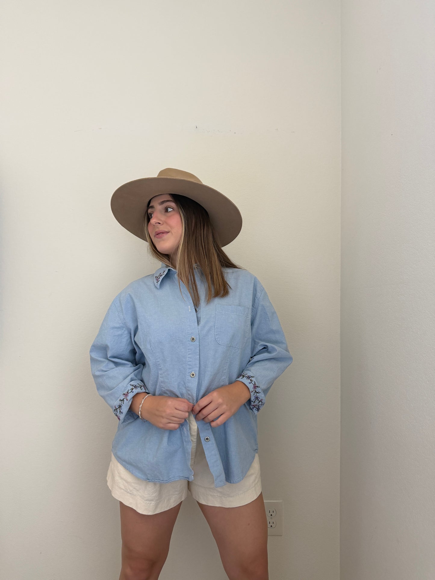 Embroidered Denim Shirt (1X)