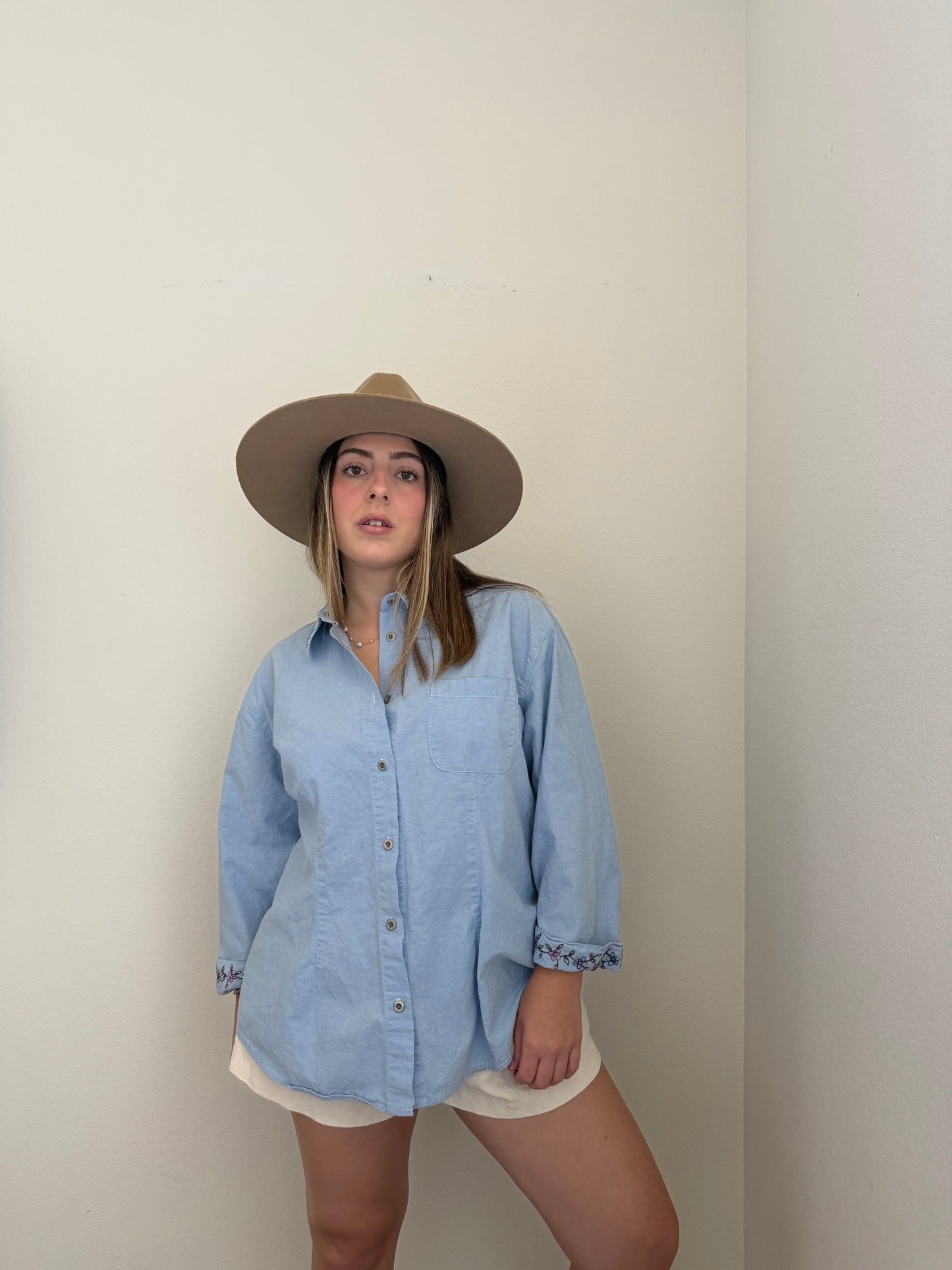 Embroidered Denim Shirt (1X)