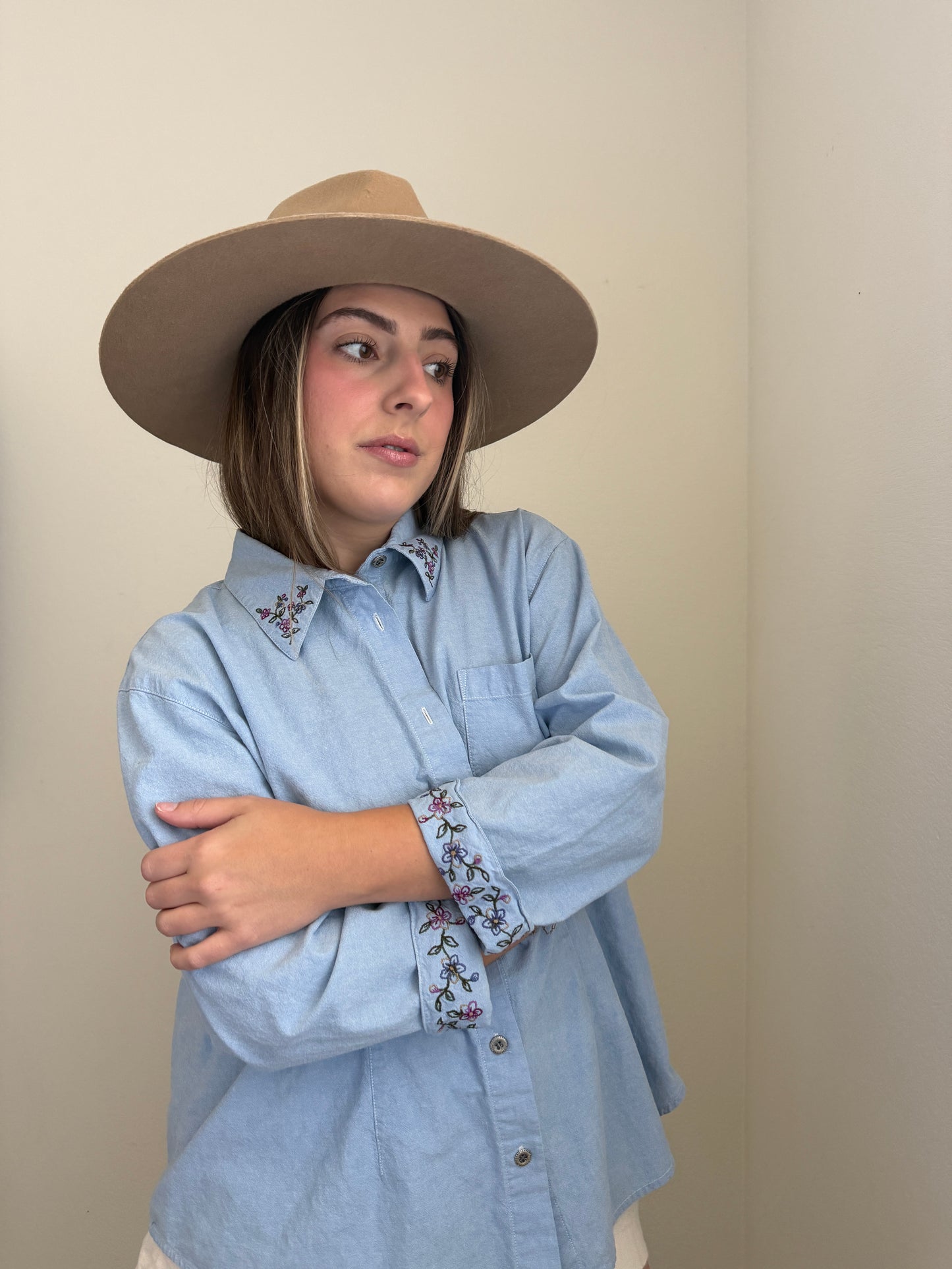 Embroidered Denim Shirt (1X)