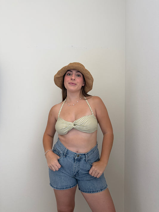Green Gingham Kini Top (M)