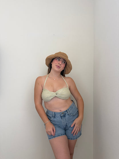 Green Gingham Kini Top (M)